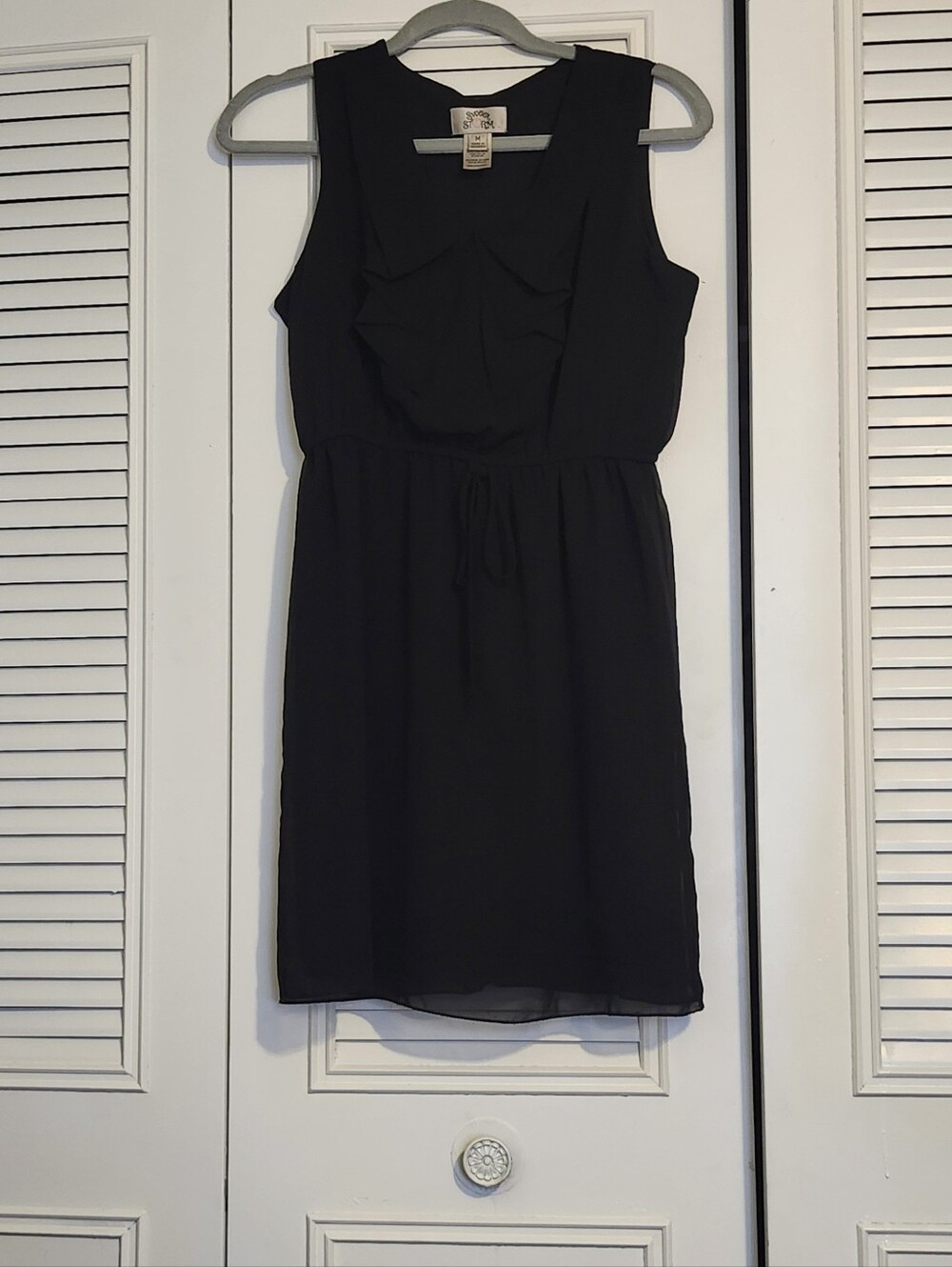 Sweet Storm Black Sleeveless Drawstring Waist Dress